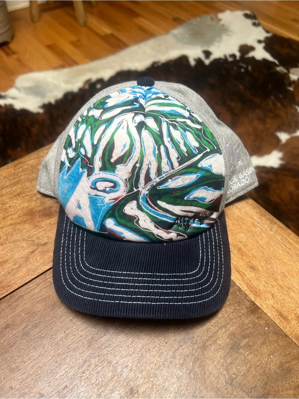 Arapahoe Basin ski area Navy & Green Graphic Trucker Hat